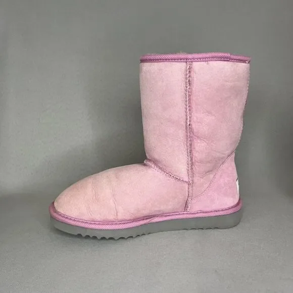 Womens UGG Boots Sz 7 Classic Short Light Pink Suede Wool - Picture 5 of 10
